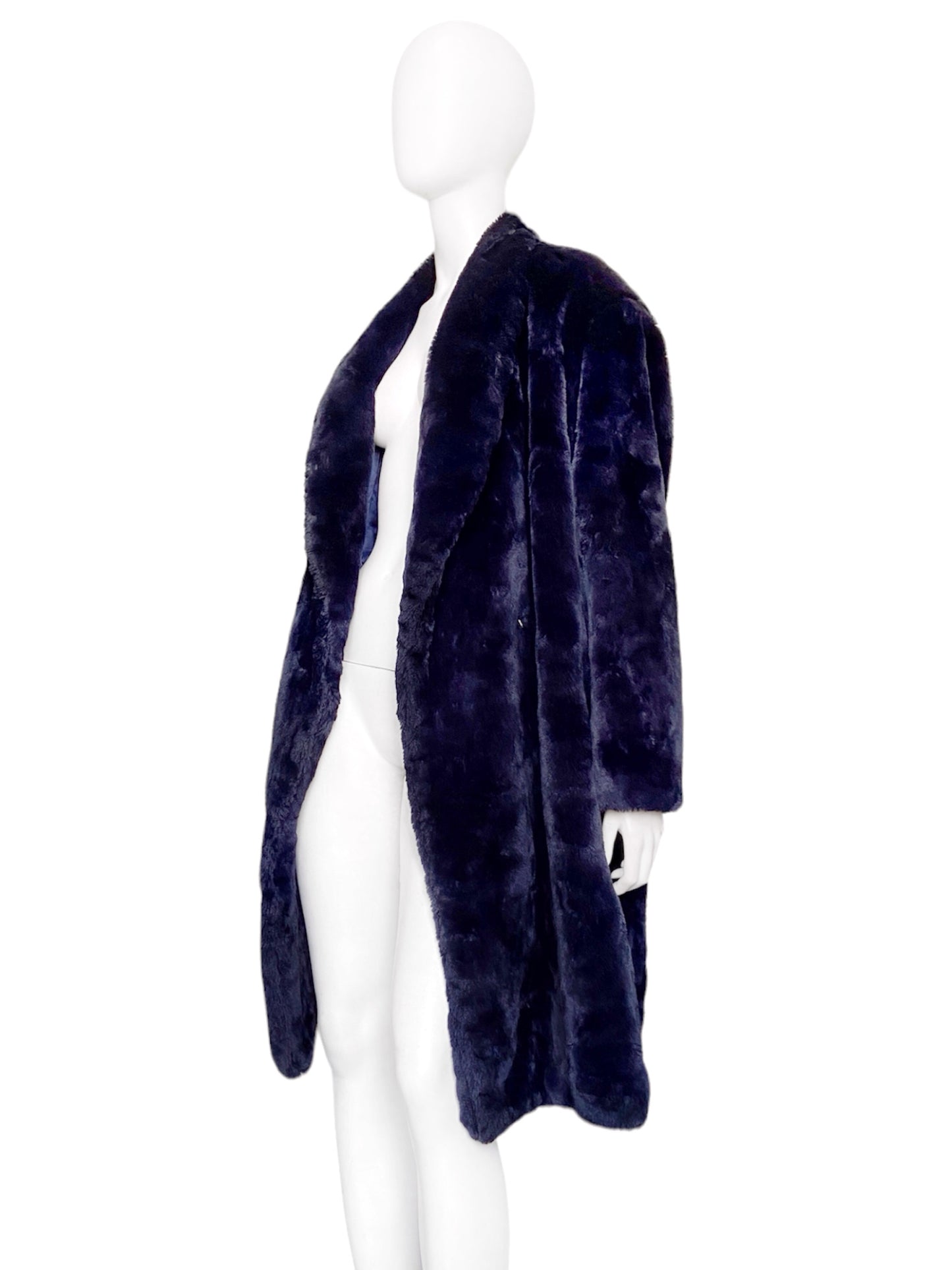 Jean Paul Gaultier 80s Lightening Blue Faux Fur Coat