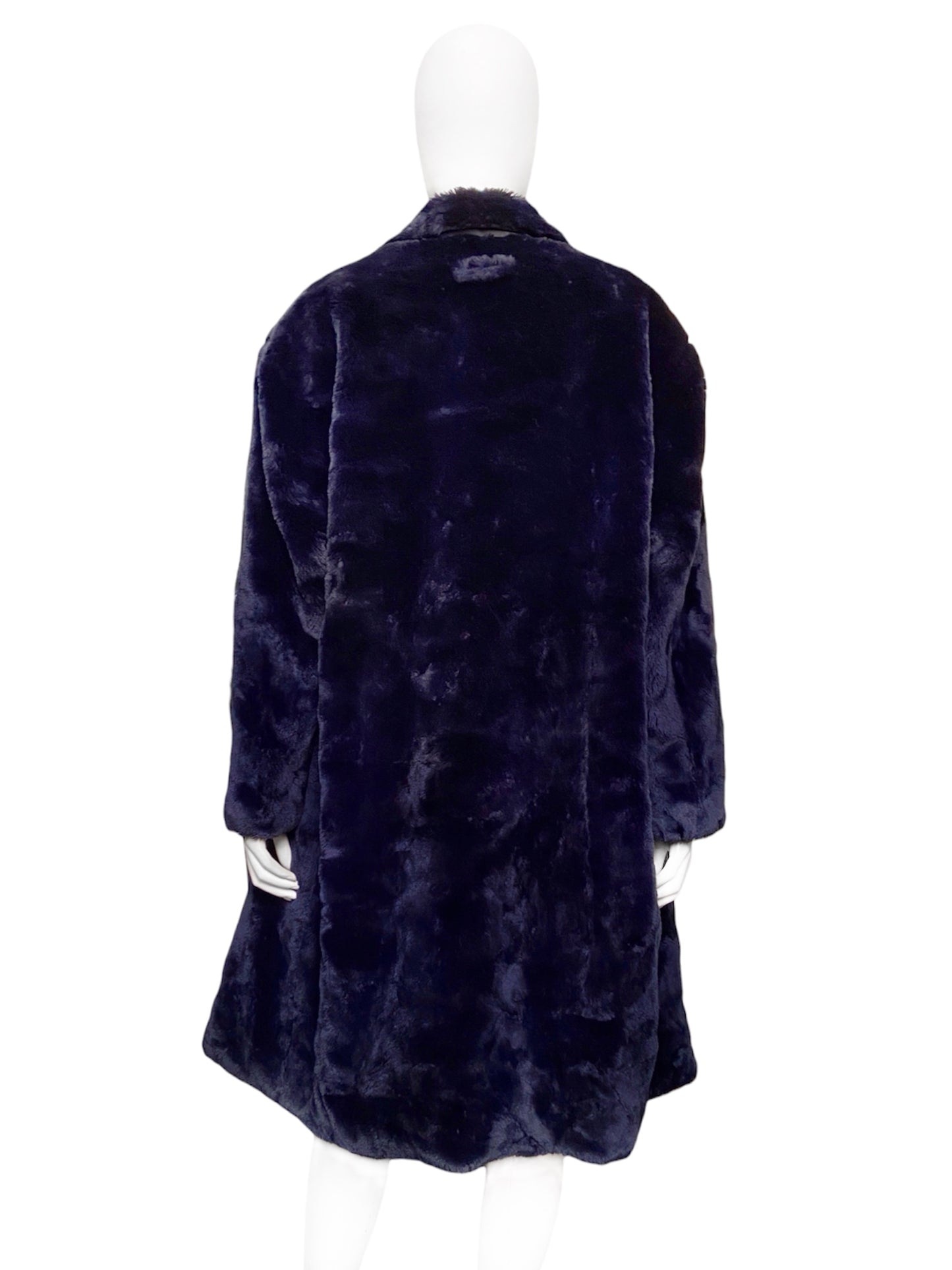 Jean Paul Gaultier 80s Lightening Blue Faux Fur Coat