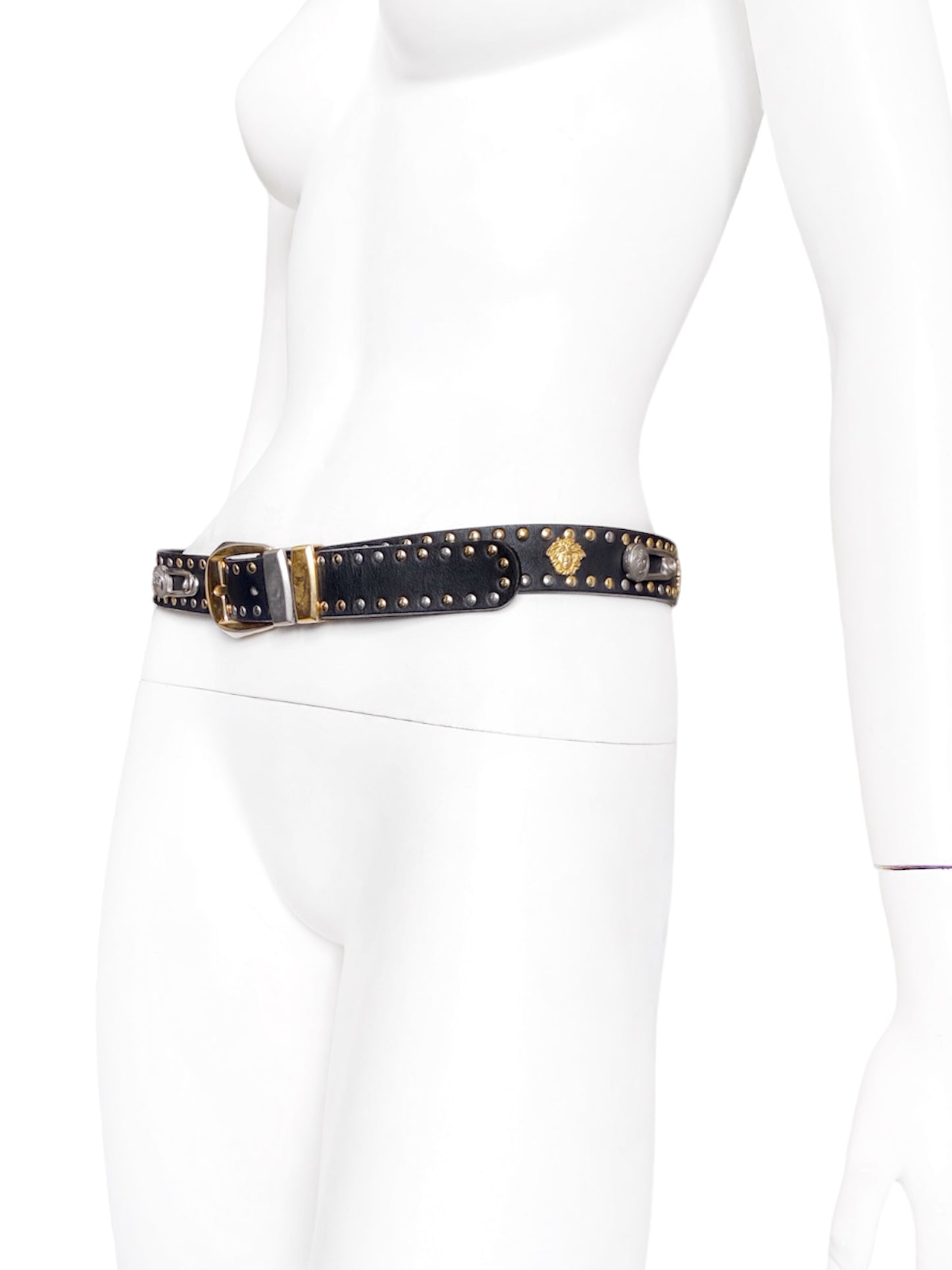 Gianni Versace Spring 1994 Men’s Safety Pin Leather Embellished Belt 32