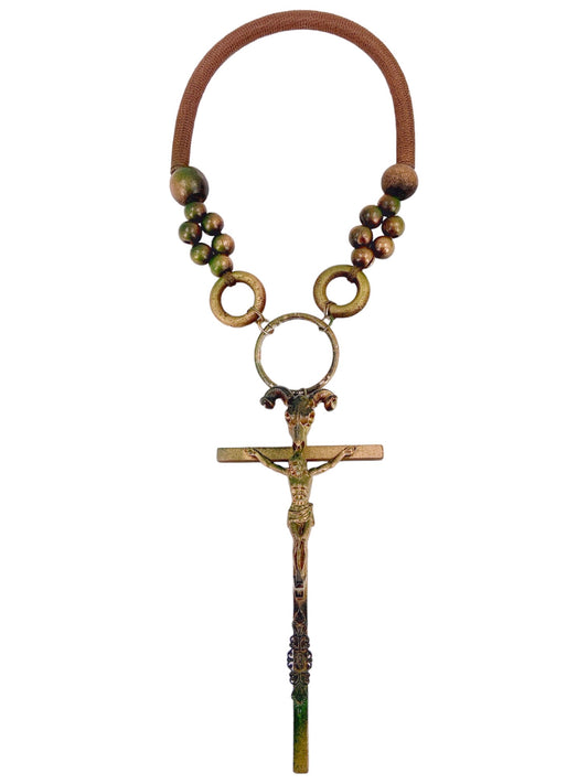 Jean Paul Gaultier 90S Sample 1/1 XXL Crucifix Cross Skull Giant Beaded Rings Necklace