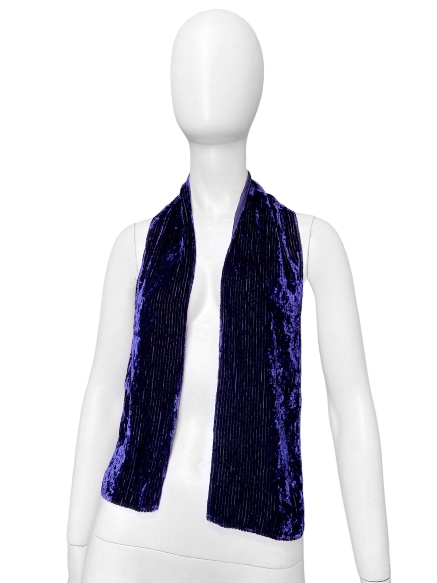 Gucci Fall 1996 Tom Ford Blue Velvet Striped Silk Scarf Neckpiece