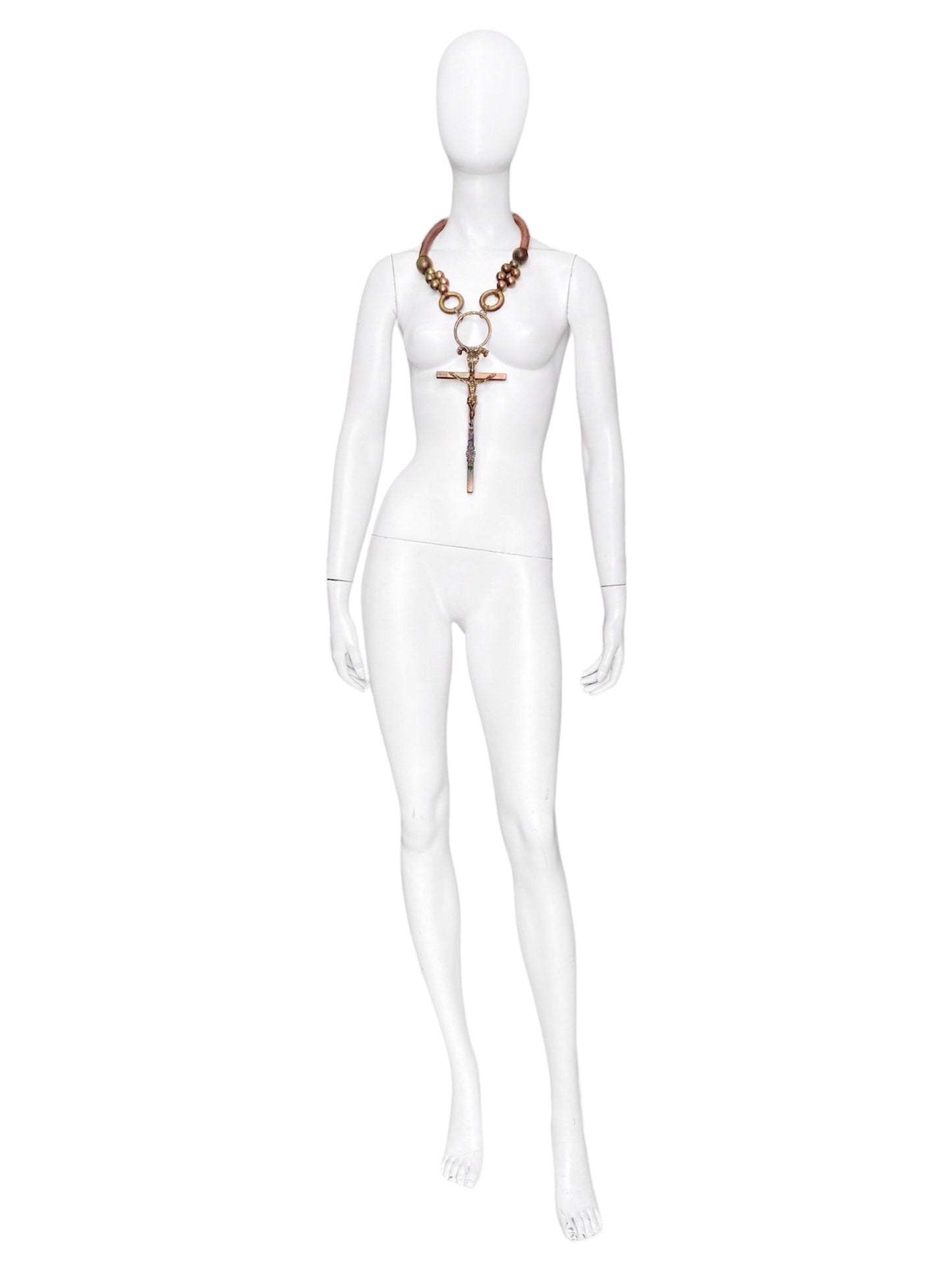 Jean Paul Gaultier 90S Sample 1/1 XXL Crucifix Cross Skull Giant Beaded Rings Necklace