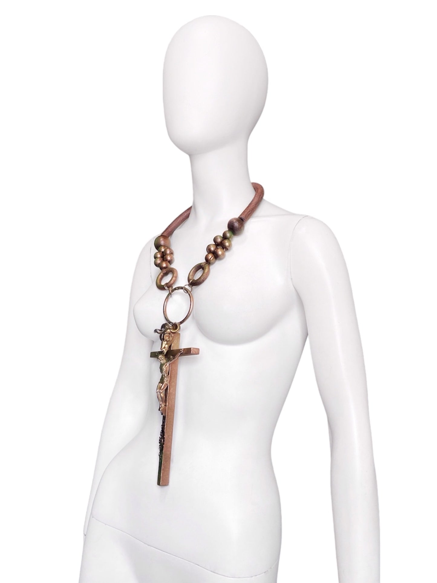 Jean Paul Gaultier 90S Sample 1/1 XXL Crucifix Cross Skull Giant Beaded Rings Necklace