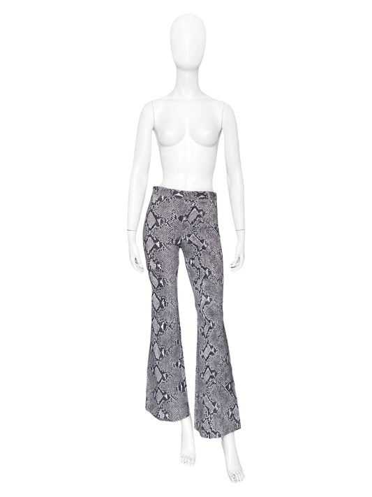Gucci Spring 2000 Tom Ford Grey Python Print Flare Pants 38