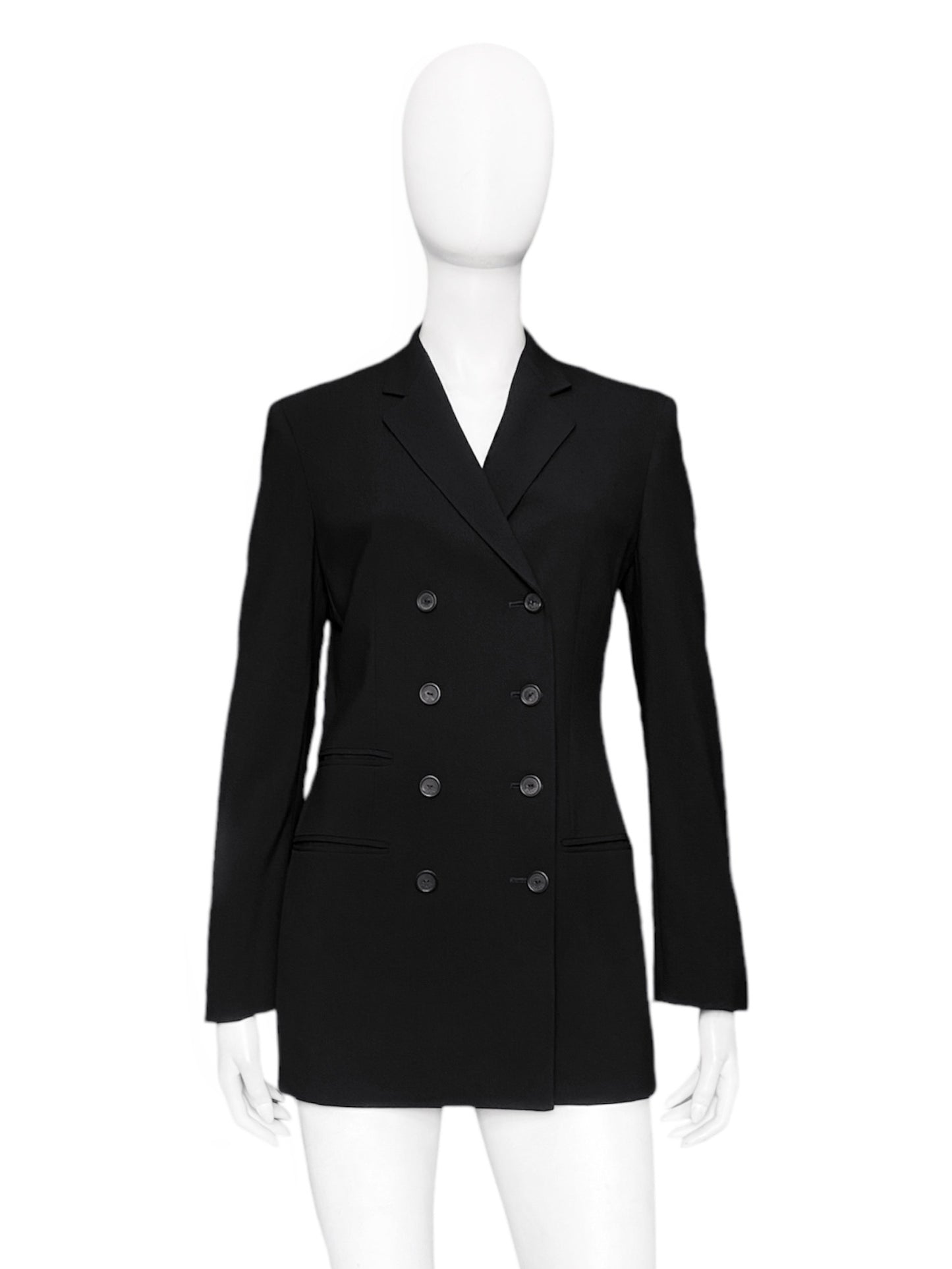 Gucci Fall 1997 Tom Ford Double Breasted Black Laine Wool Blazer 40