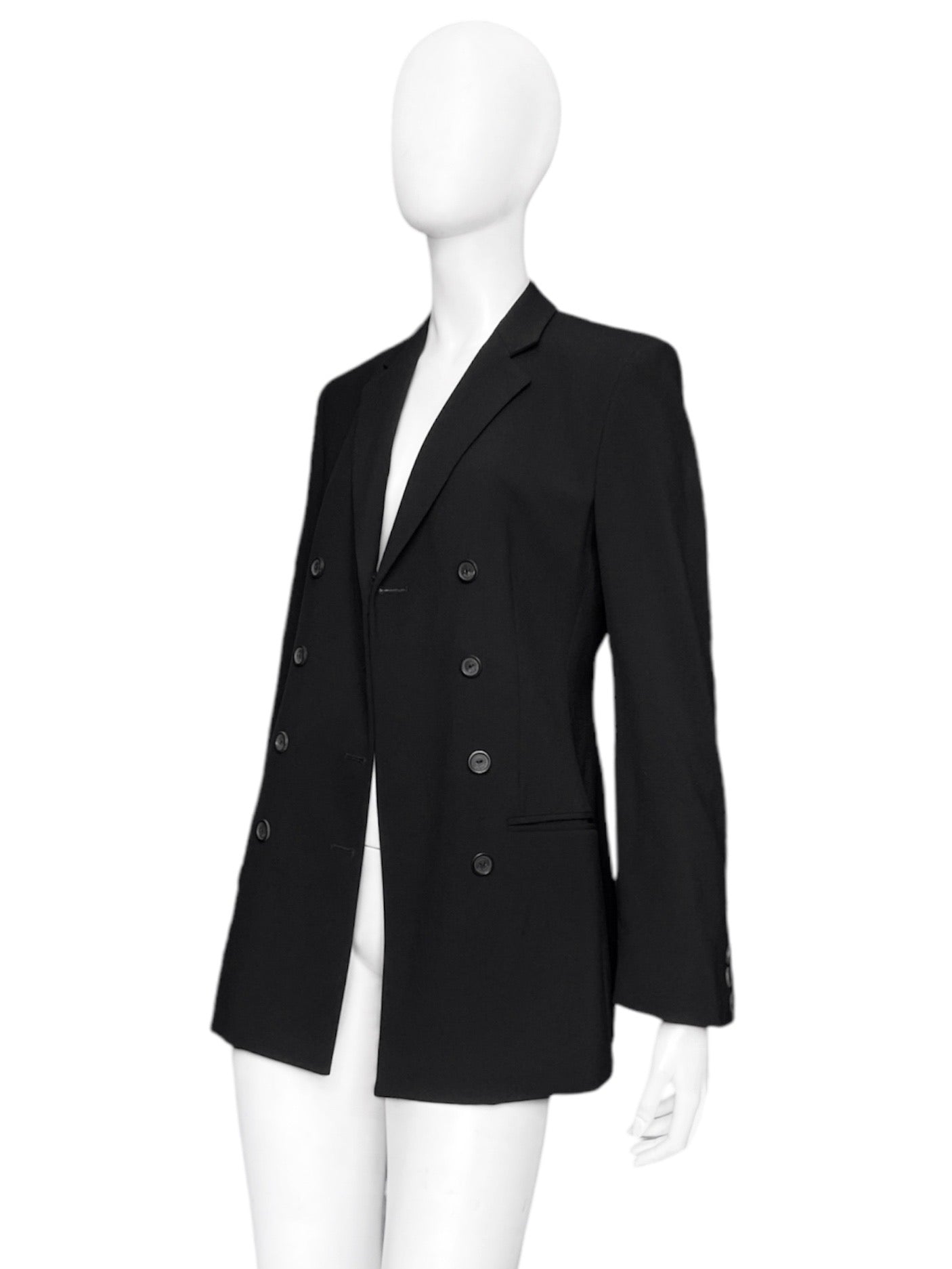 Gucci Fall 1997 Tom Ford Double Breasted Black Laine Wool Blazer 40