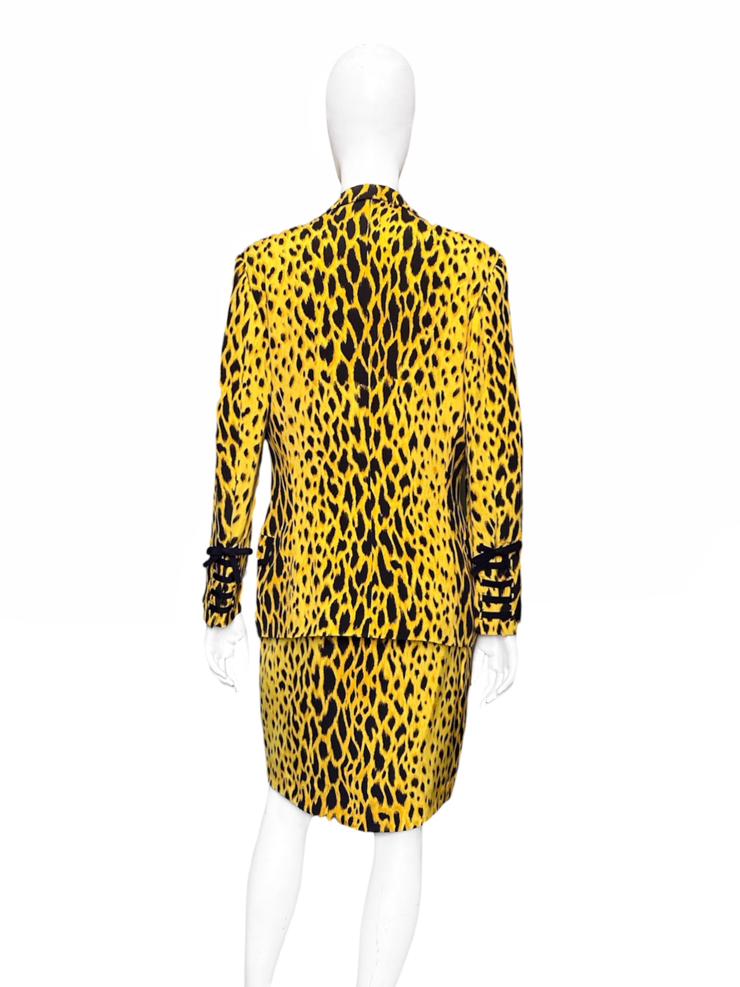 MONUMENTAL Gianni Versace Spring 1992 ANIMALIER Runway Leopard Print Silk Blazer Skirt Set 42