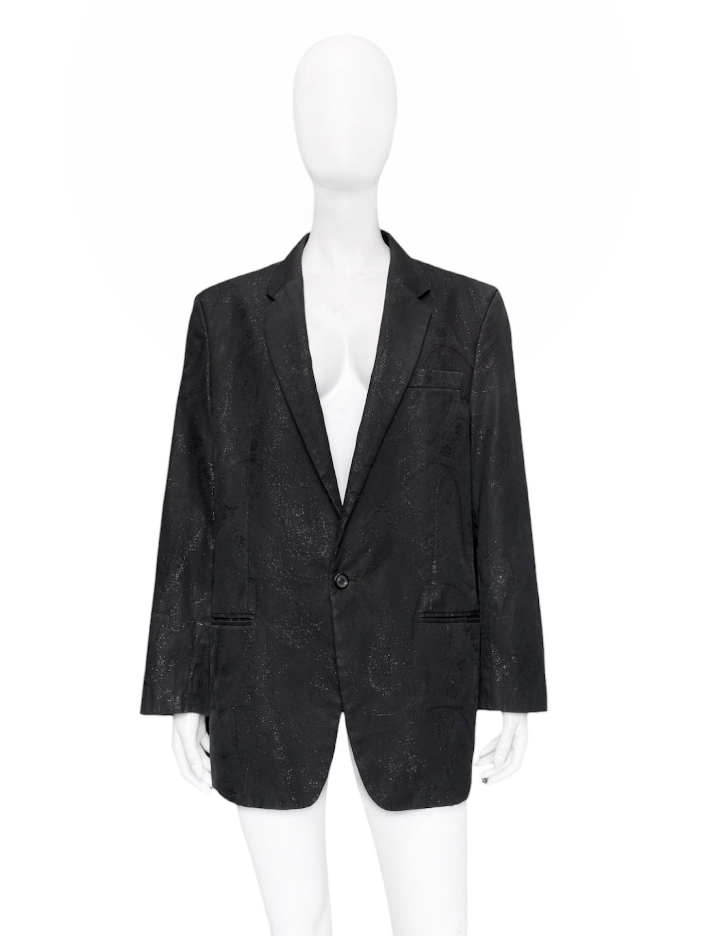 Maison Martin Margiela Spring 2006 Black Floral Lamé Cotton Blazer 50