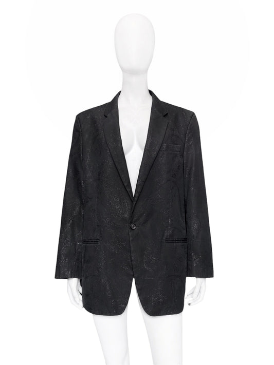 Maison Martin Margiela Spring 2006 Black Floral Lamé Cotton Blazer 50