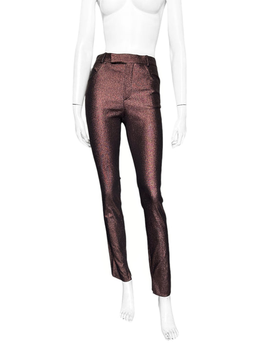Gucci Spring 1997 Tom Ford Metallic Brown Glitter Lurex Pants 40