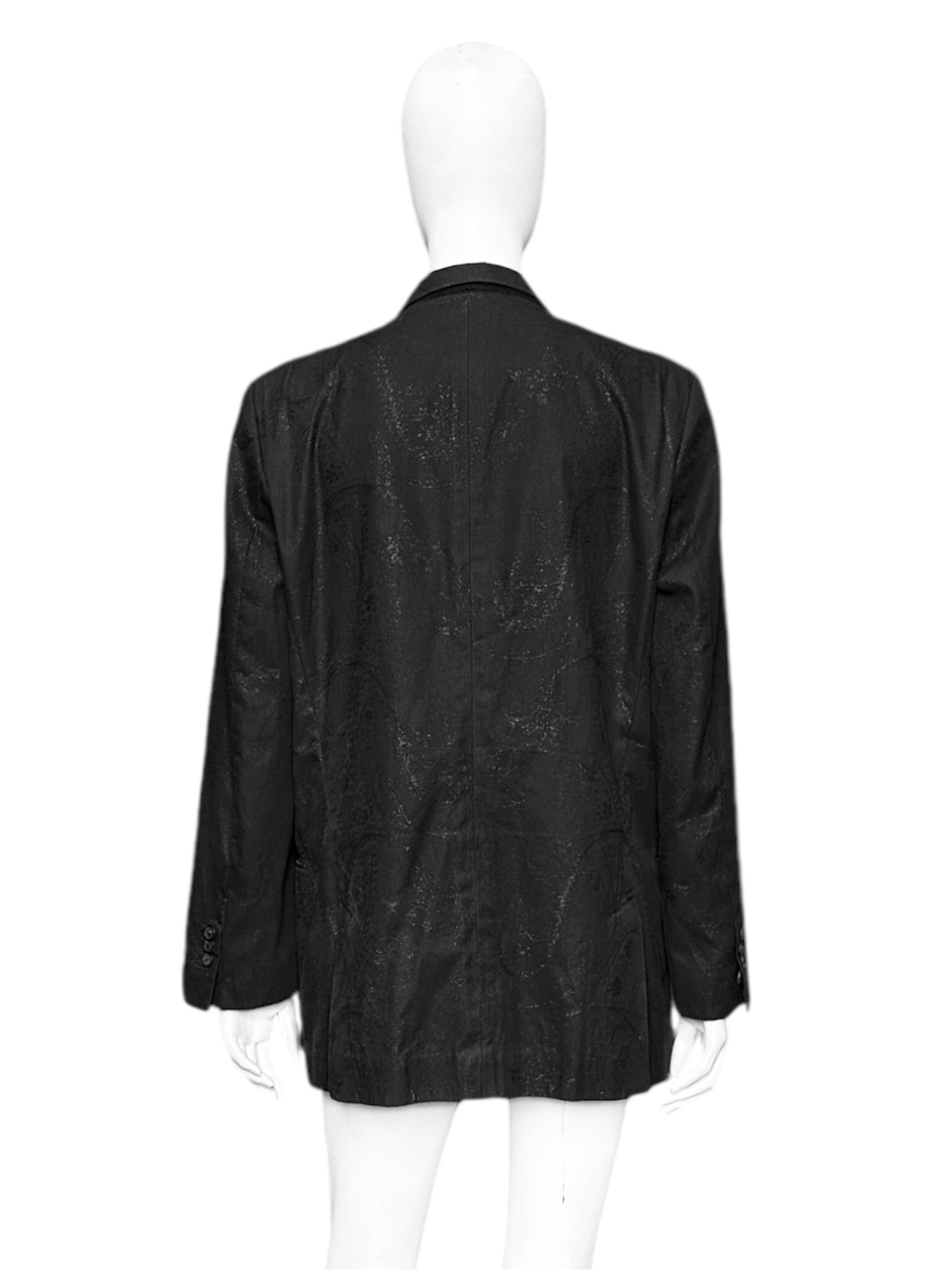 Maison Martin Margiela Spring 2006 Black Floral Lamé Cotton Blazer 50