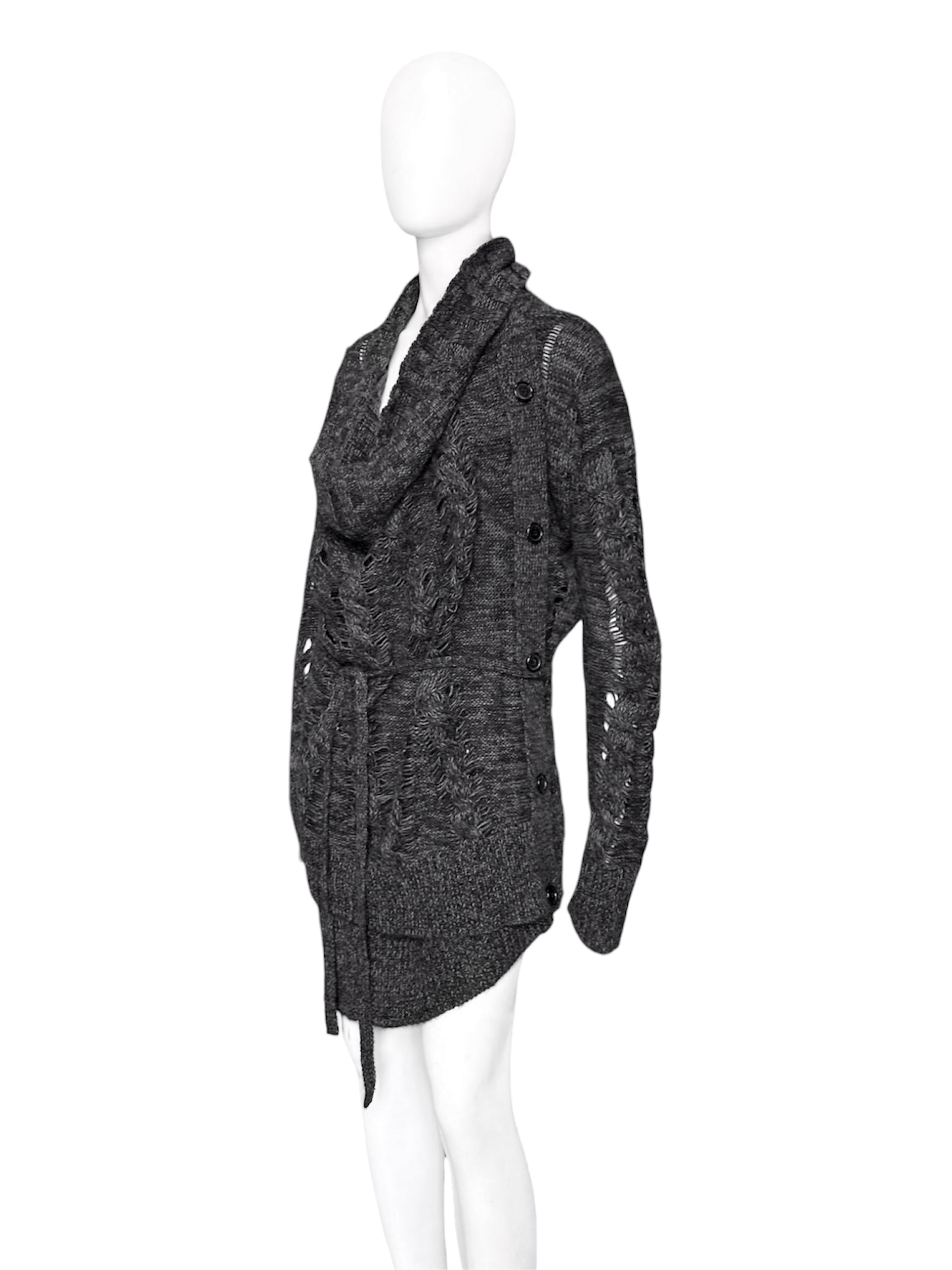 Ann Demeulemeester Fall 2010 Asymmetrical Alpaca Knit Long Cardigan