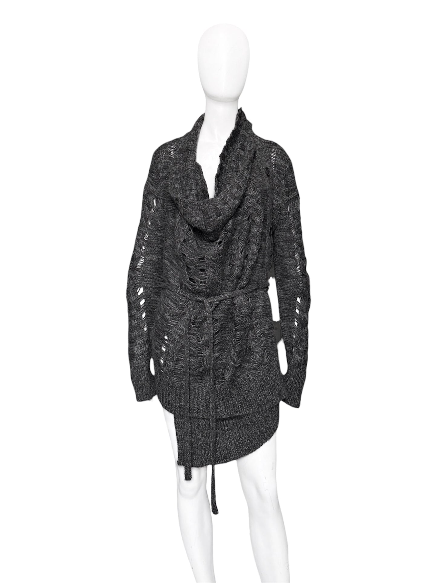 Ann Demeulemeester Fall 2010 Asymmetrical Alpaca Knit Long Cardigan