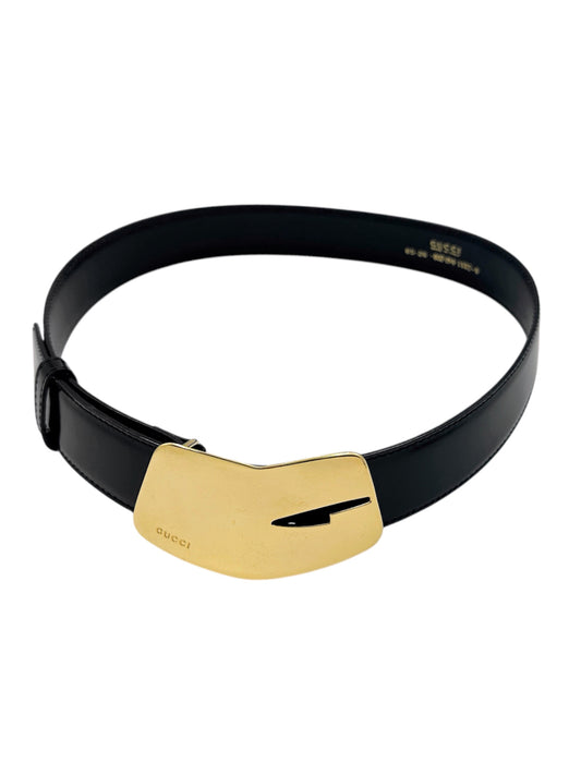 Gucci Fall 1996 Tom Ford Small Gold Logo Black Belt 26