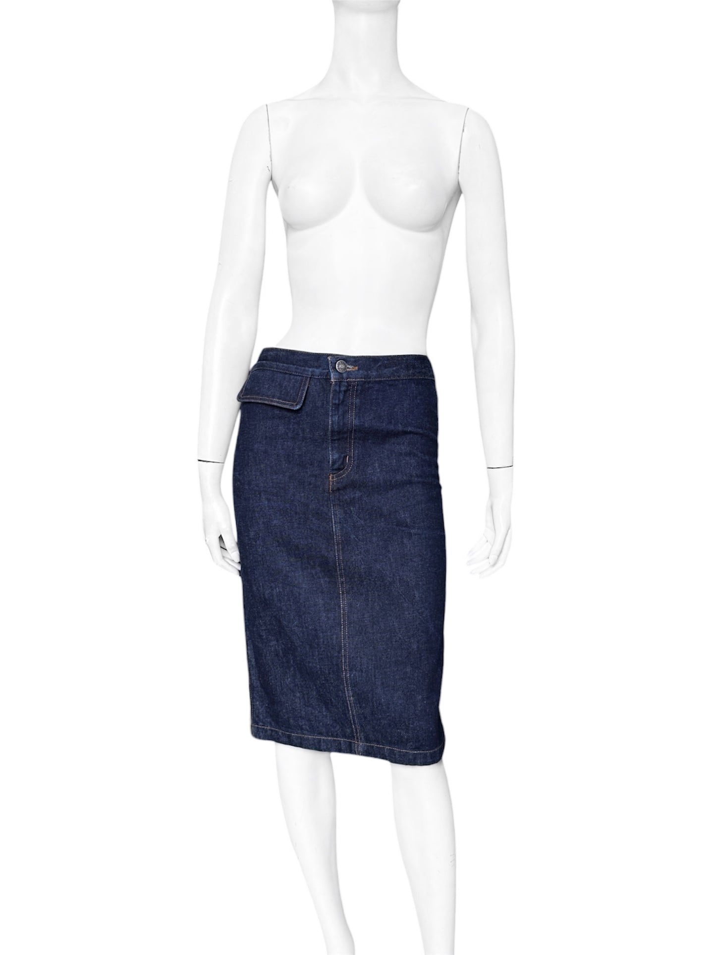 Gucci Spring 1998 Tom Ford Raw Denim Pencil Skirt 40