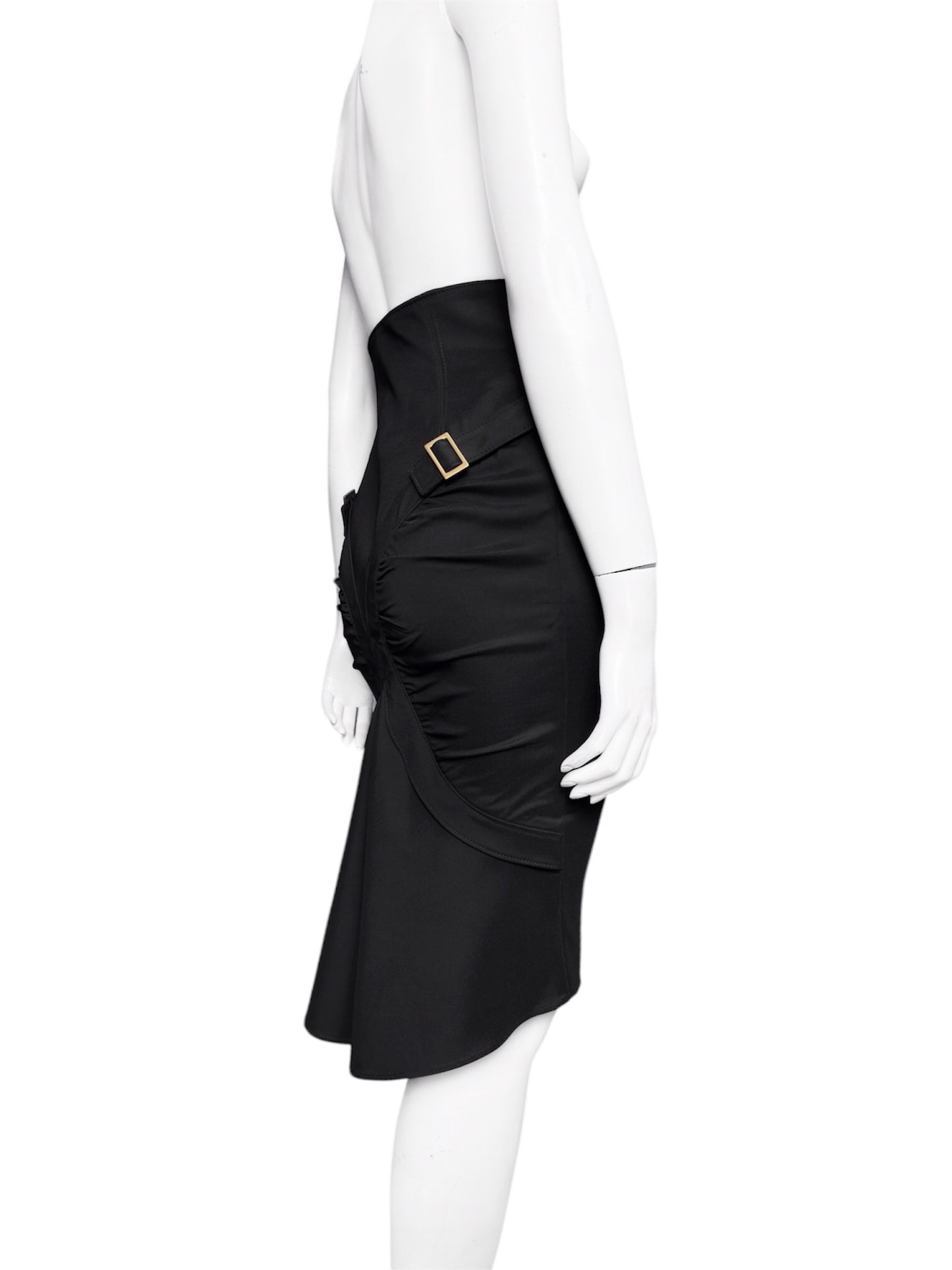 Gucci Fall 2003 Tom Ford Epaulettes Military Jacket Ruched Pencil Skirt Suit Set 38