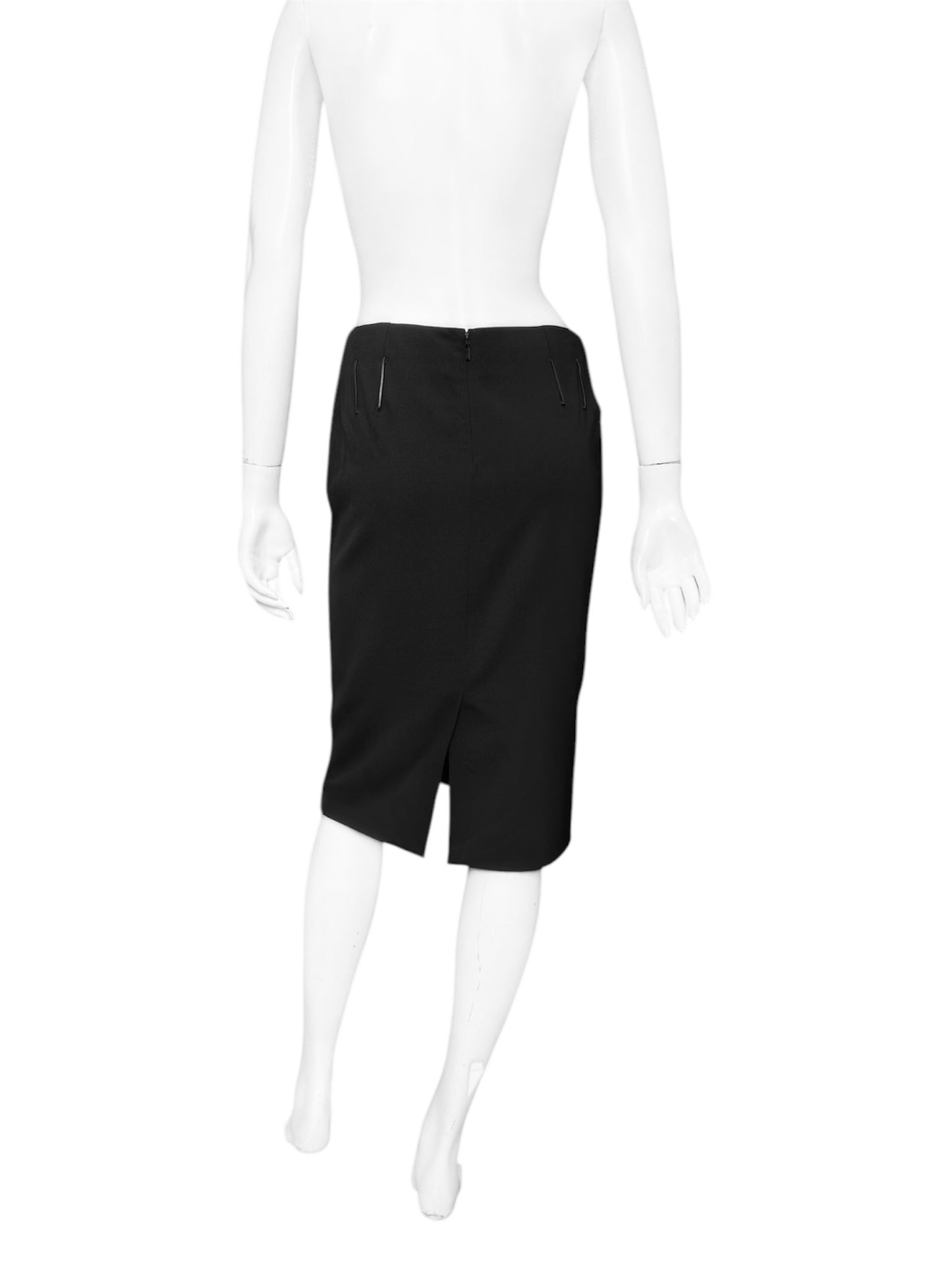 Gucci Fall 2001 Tom Ford 3-Buttoned Black Laine Wool Blazer Jacket Skirt Set 42&38