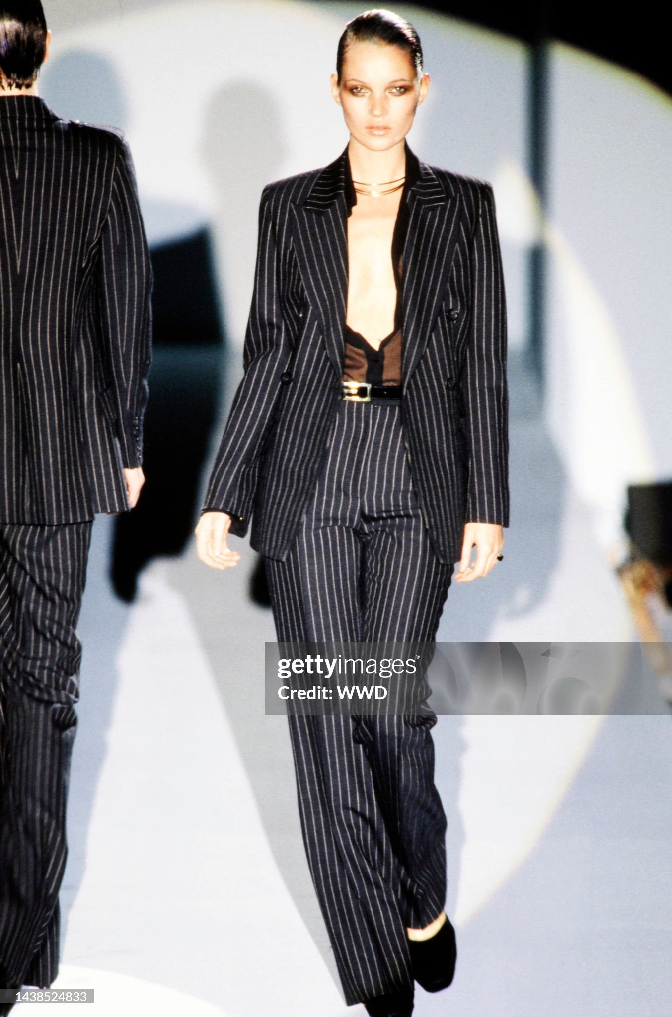 Gucci Fall 1996 Tom Ford Iconic Sheer Silk Shirt with Epaulettes 40