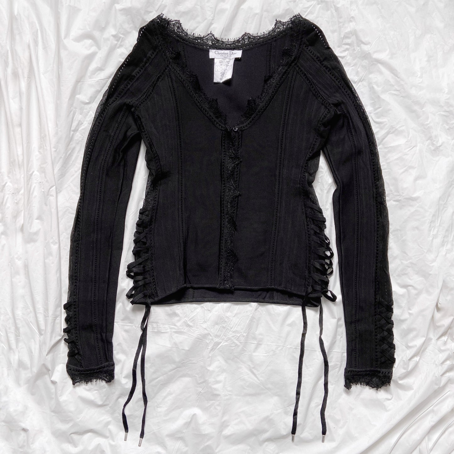 Dior Galliano Spring 2005 Black Bondage Lace Trim Corset Top