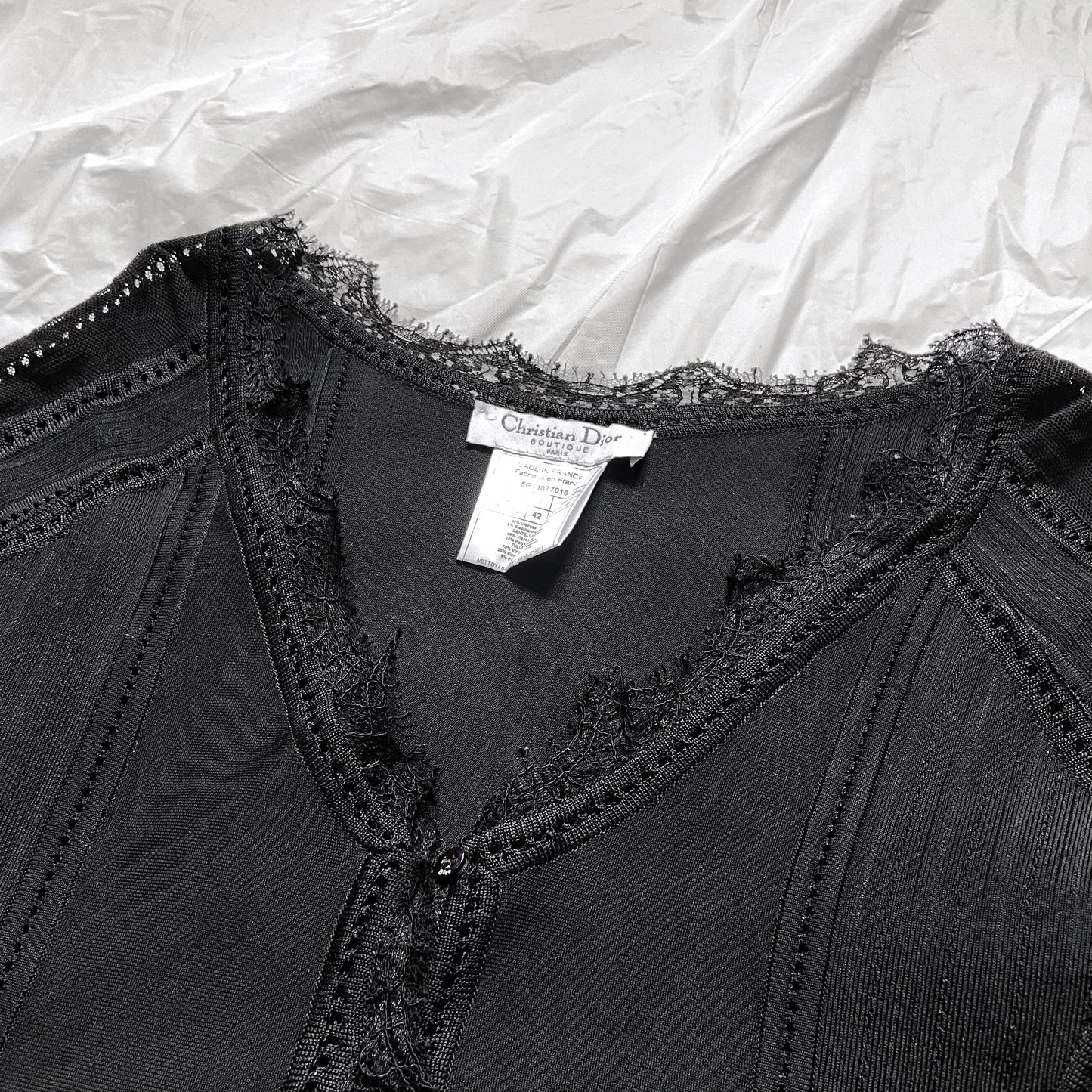 Dior Galliano Spring 2005 Black Bondage Lace Trim Corset Top