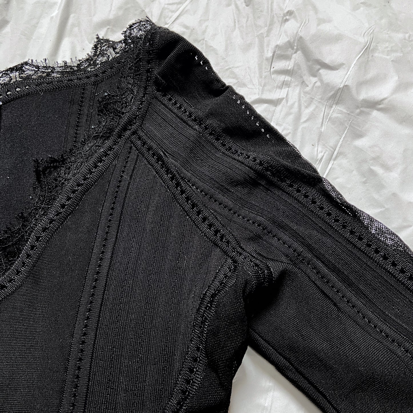 Dior Galliano Spring 2005 Black Bondage Lace Trim Corset Top