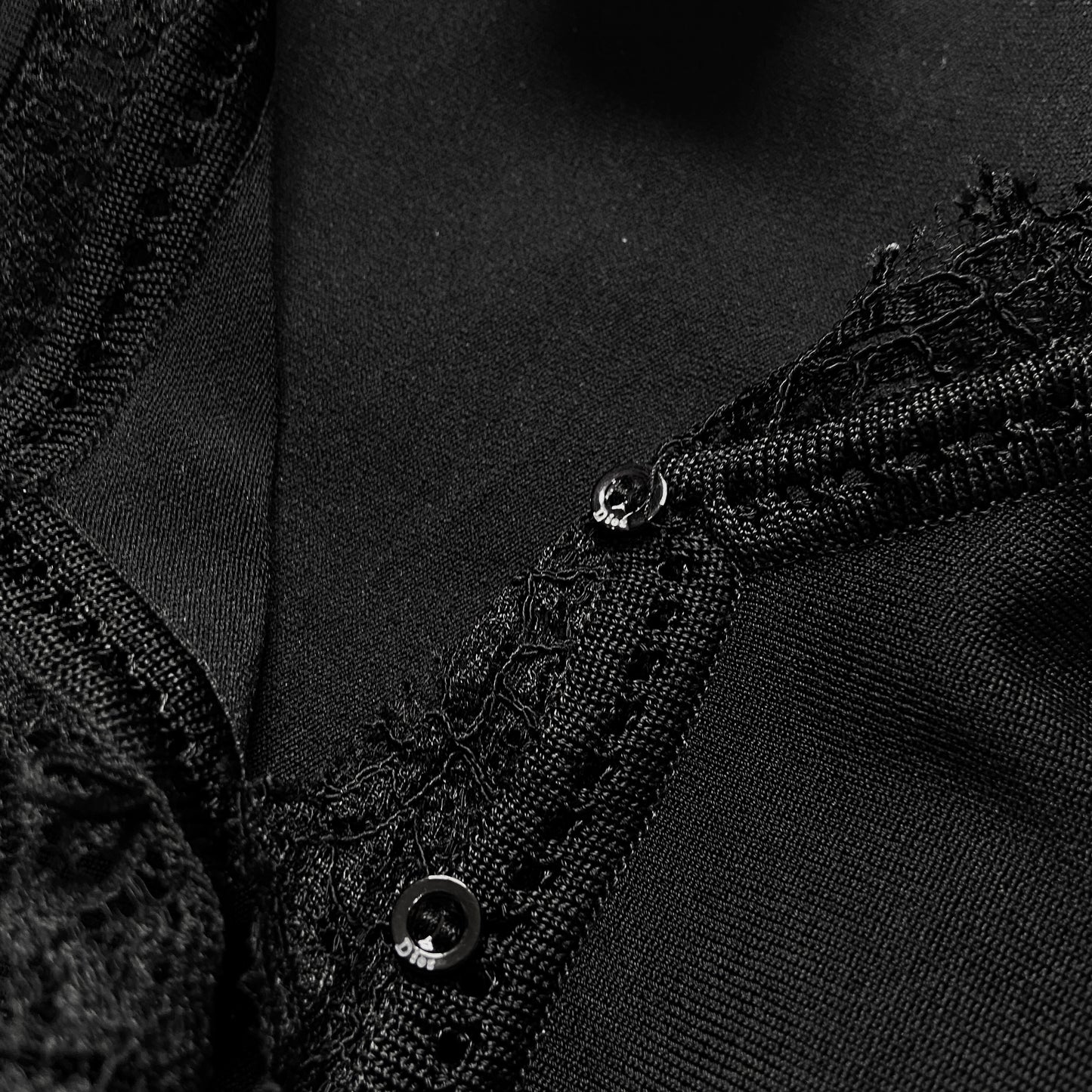 Dior Galliano Spring 2005 Black Bondage Lace Trim Corset Top