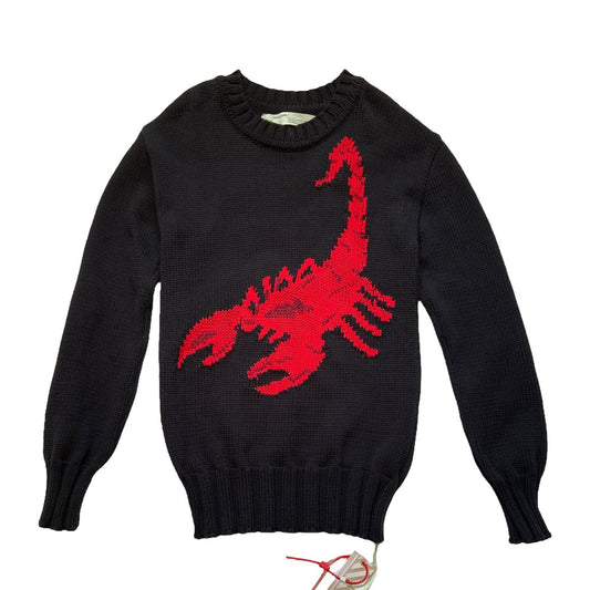 Off white spring 2017 scorpion mens red black cable knit sweater M