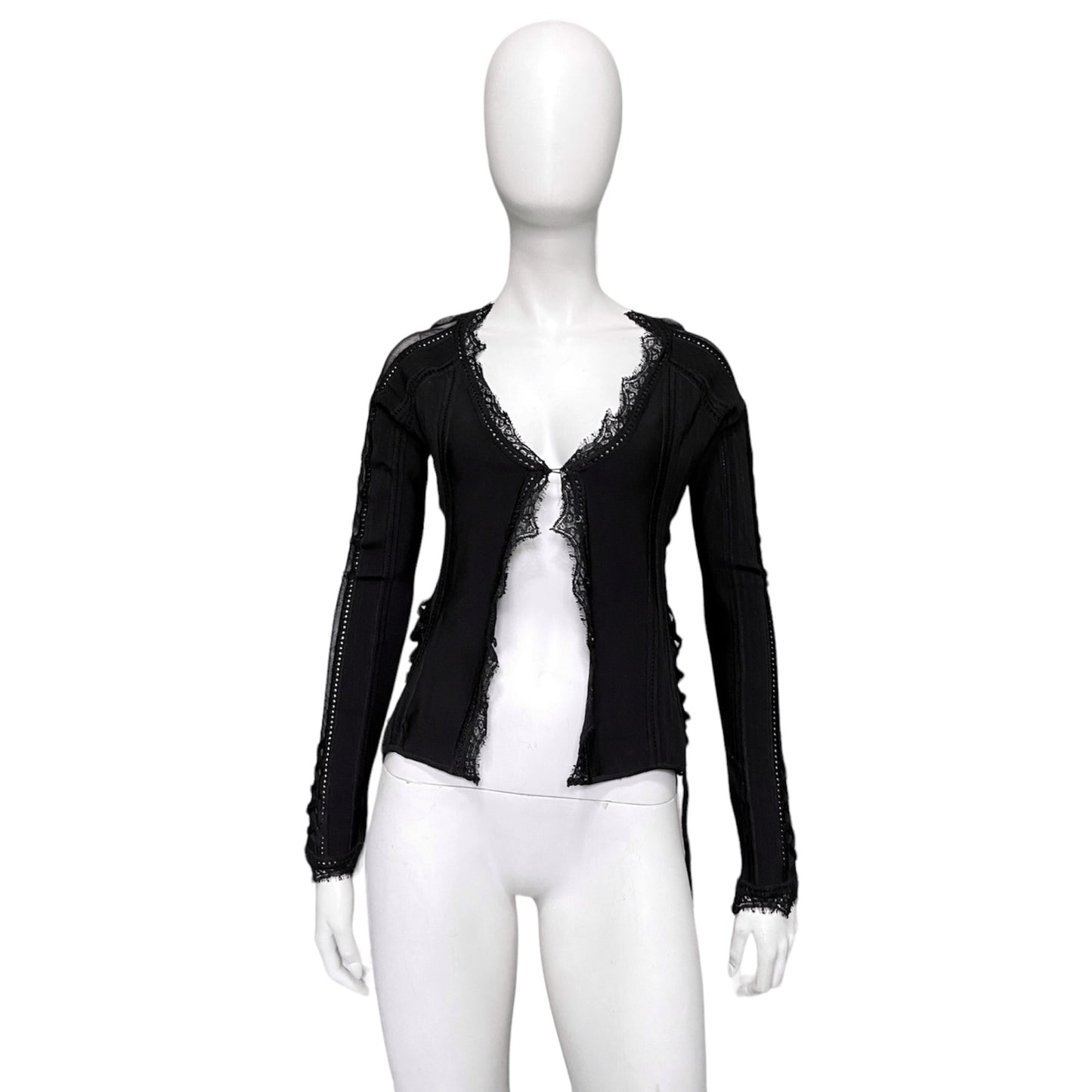 Dior Galliano Spring 2005 Black Bondage Lace Trim Corset Top