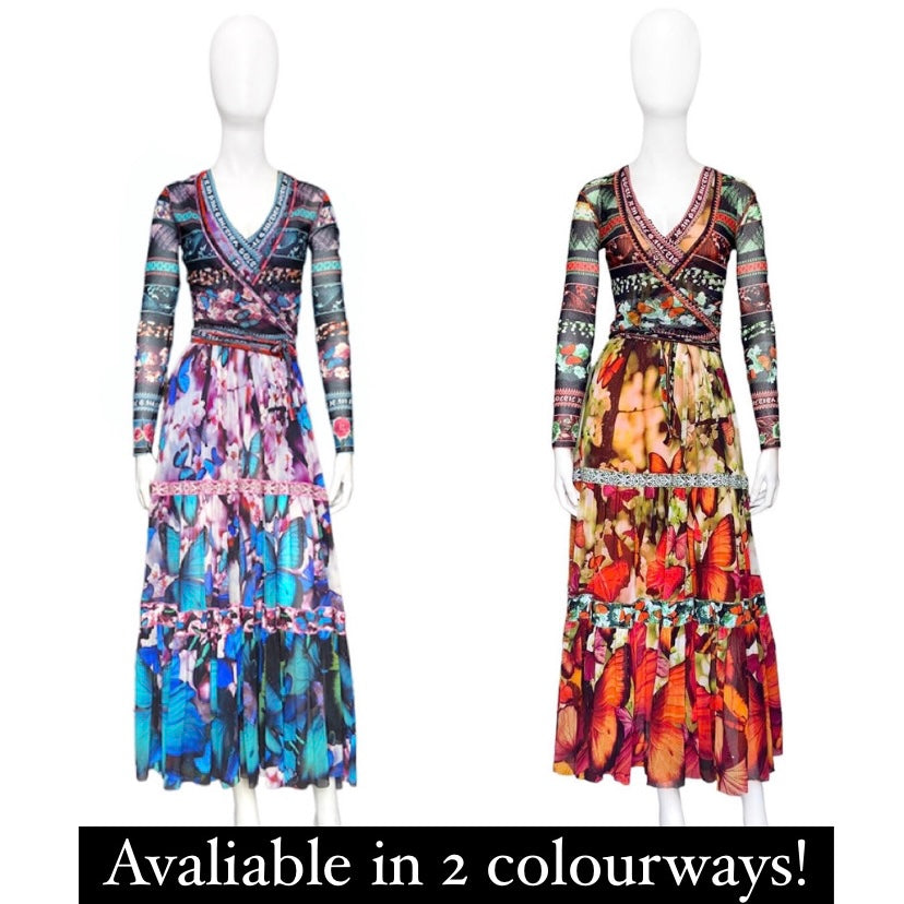 Jean Paul Gaultier 2003 soleli butterfly maxi dress