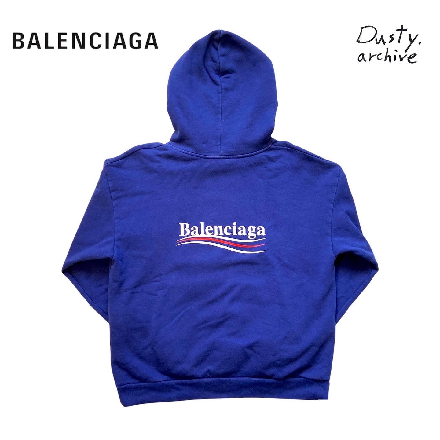 Balenciaga blue bernie campaign logo oversized hoodie XL