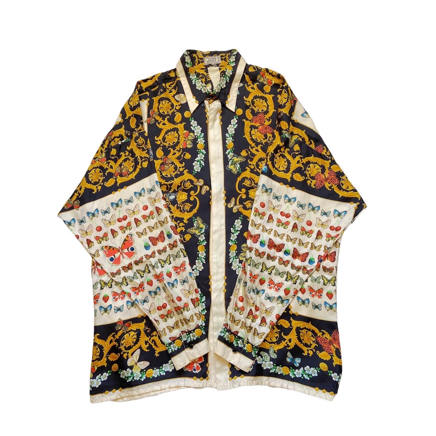 Gianni versace ss1995 butterfly print silk shirt