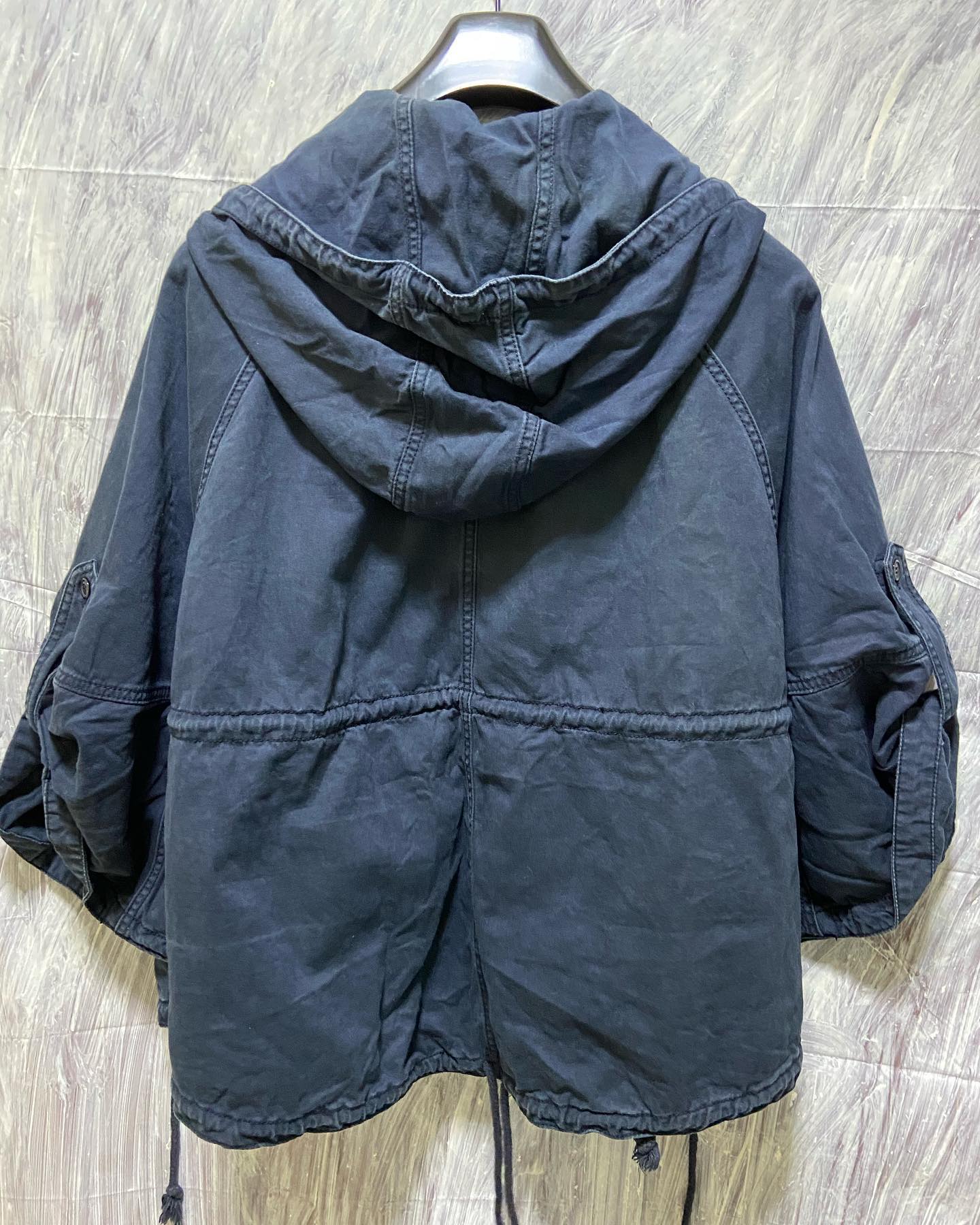 20471120 hyoma blue denim military poncho S