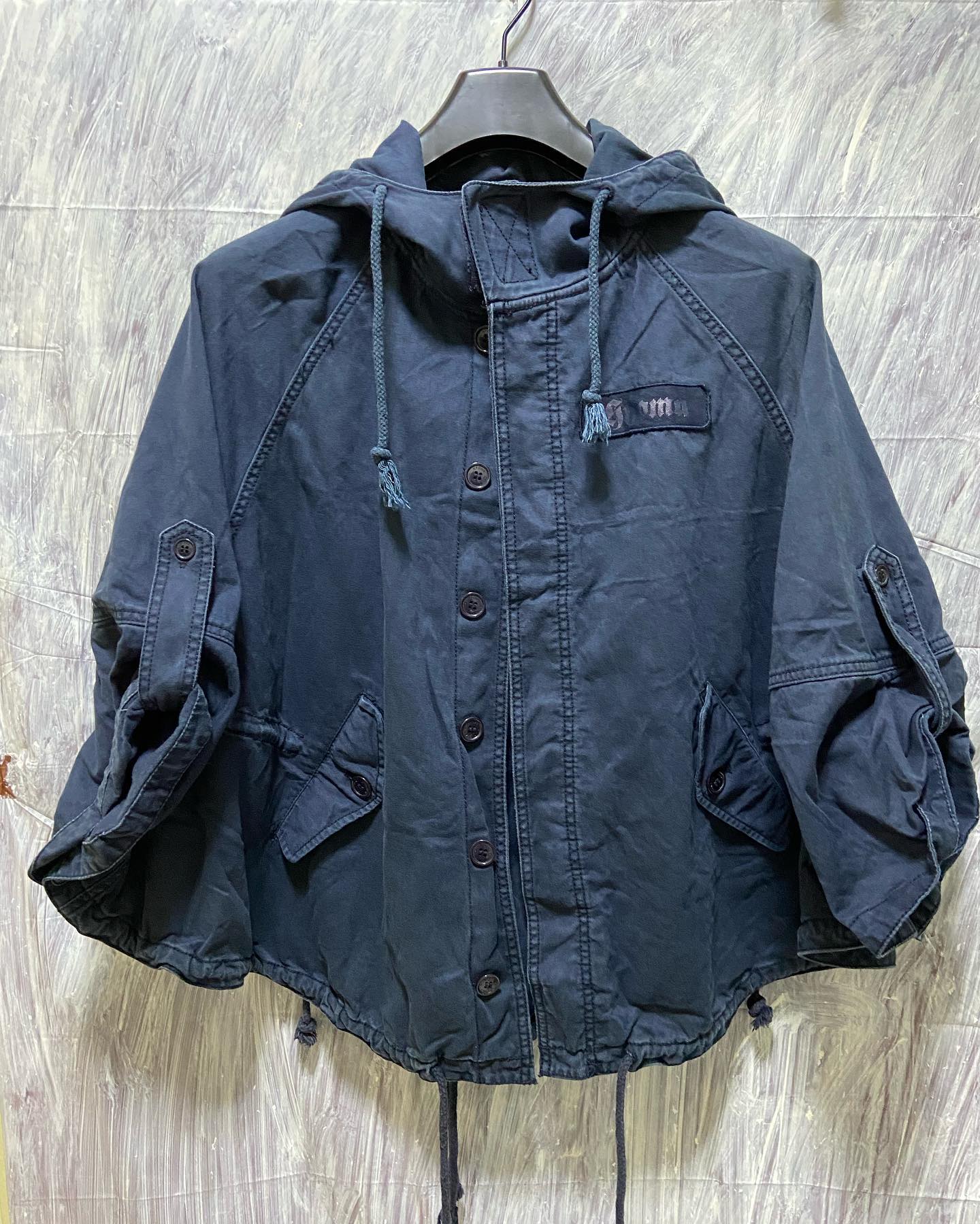 20471120 hyoma blue denim military poncho S