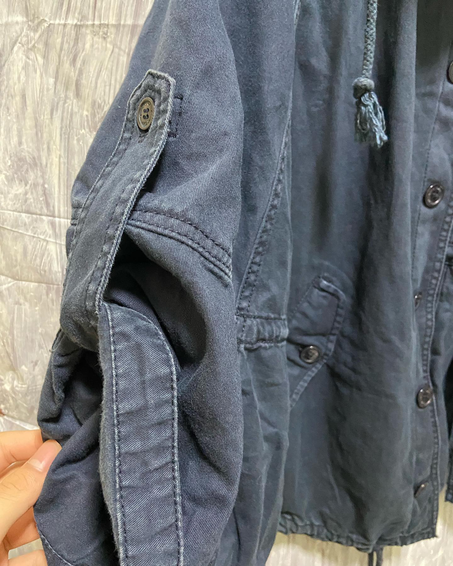 20471120 hyoma blue denim military poncho S