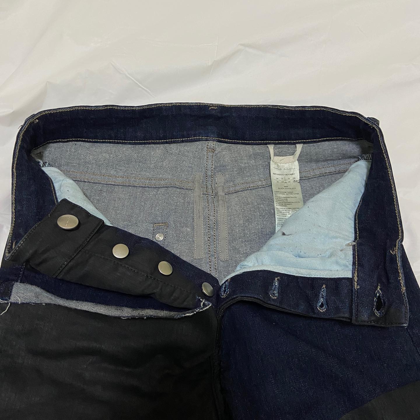 Rick owens Detroit black waxed combo jeans 28