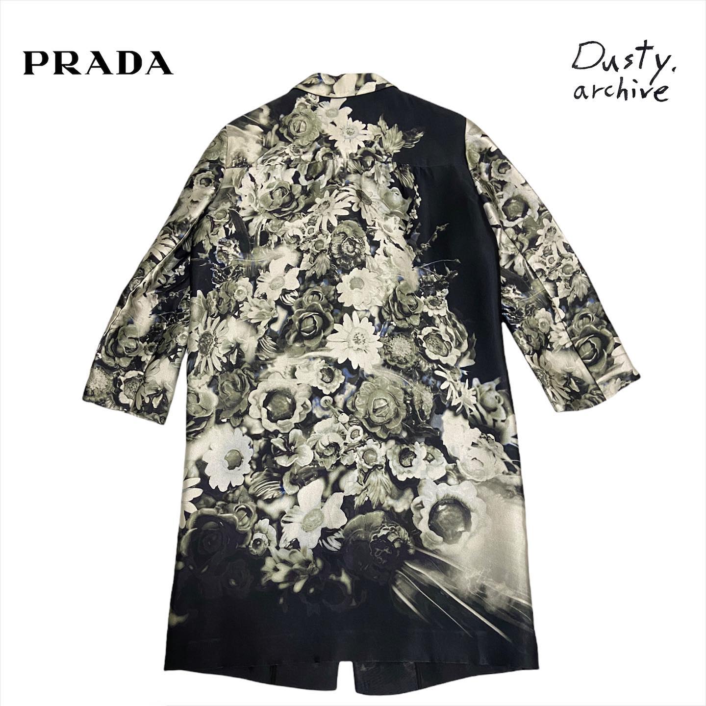Prada silk floral print coat