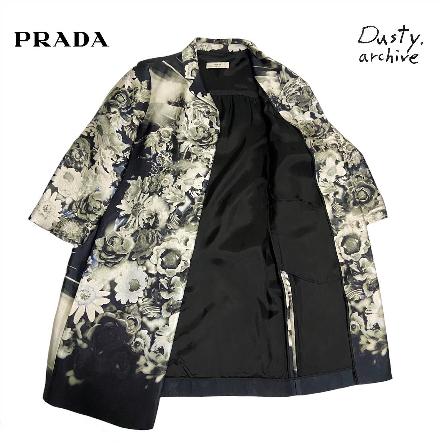 Prada silk floral print coat