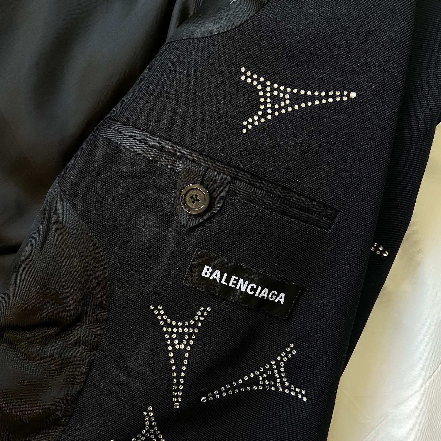 Balenciaga Eiffel tower swaroski crystal embroidered 80s double-breasted blazer 46