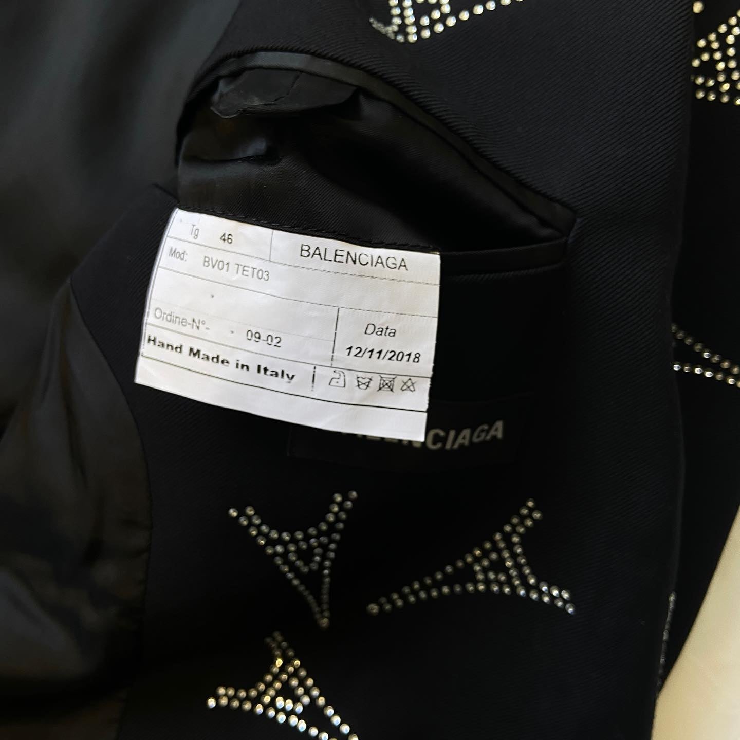 Balenciaga Eiffel tower swaroski crystal embroidered 80s double-breasted blazer 46