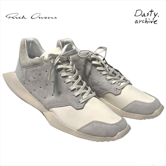 Rick owens x adidas white chalk tech runner sneakers 44.5
