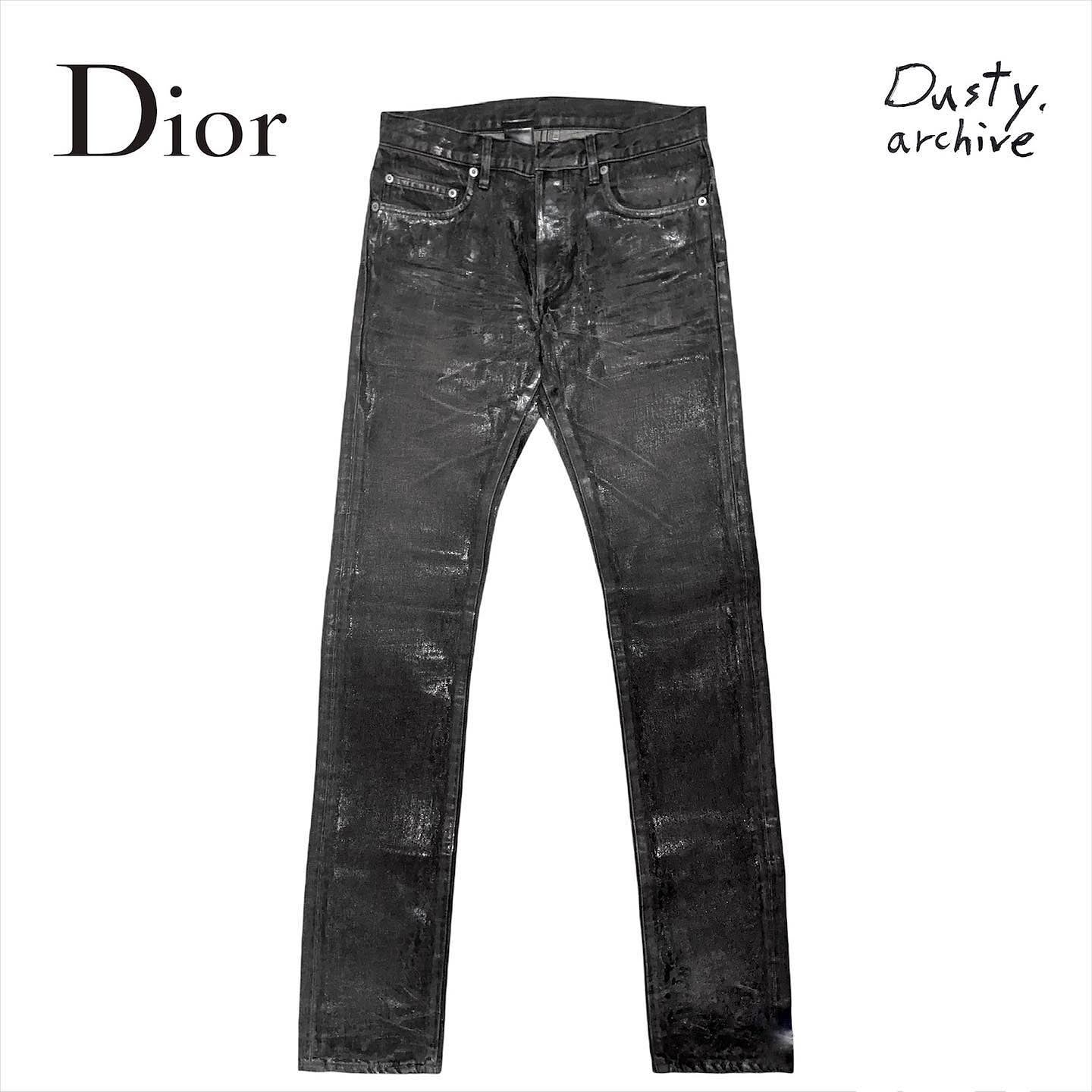 Dior homme “Luster” burnt waxed clawmark denim jeans 28