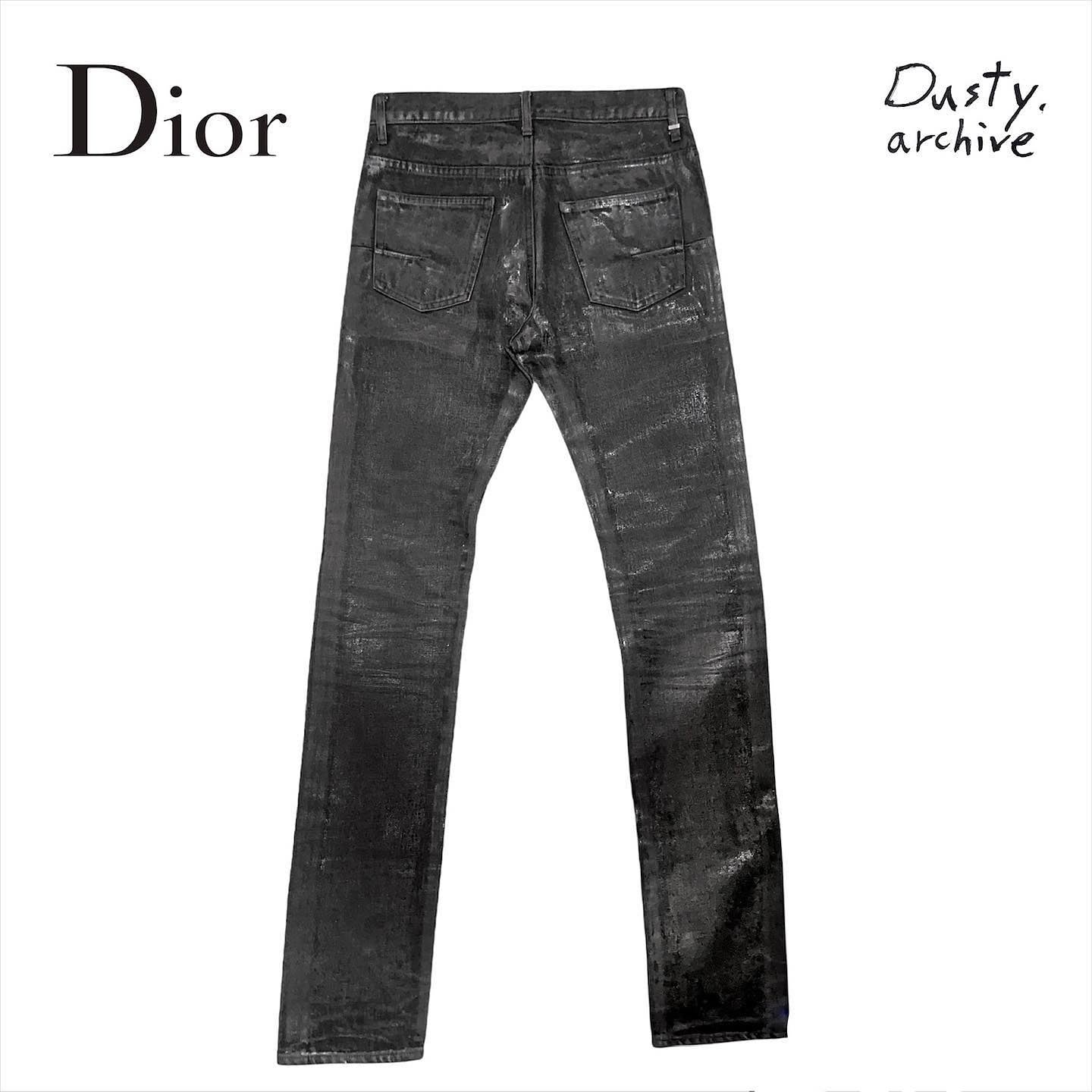 Dior homme “Luster” burnt waxed clawmark denim jeans 28
