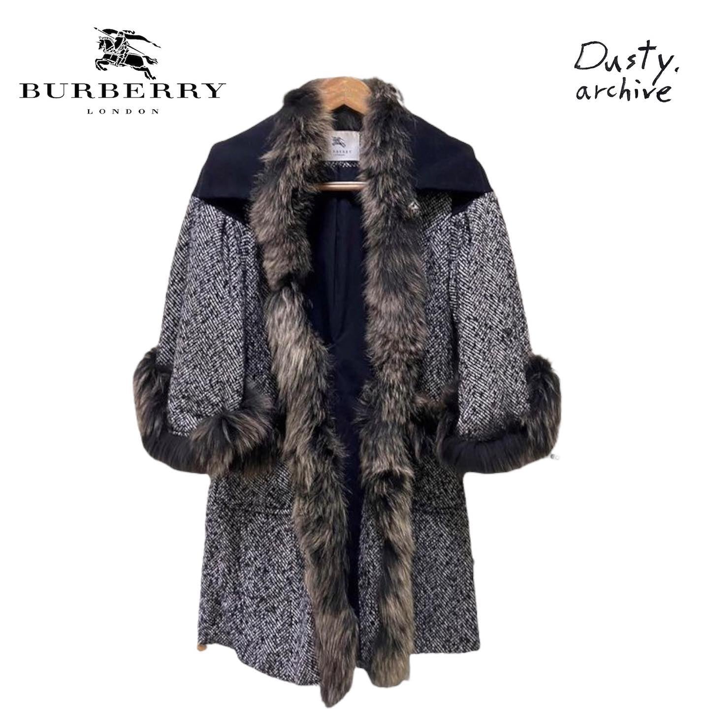 Burberry fur tweed coat 38
