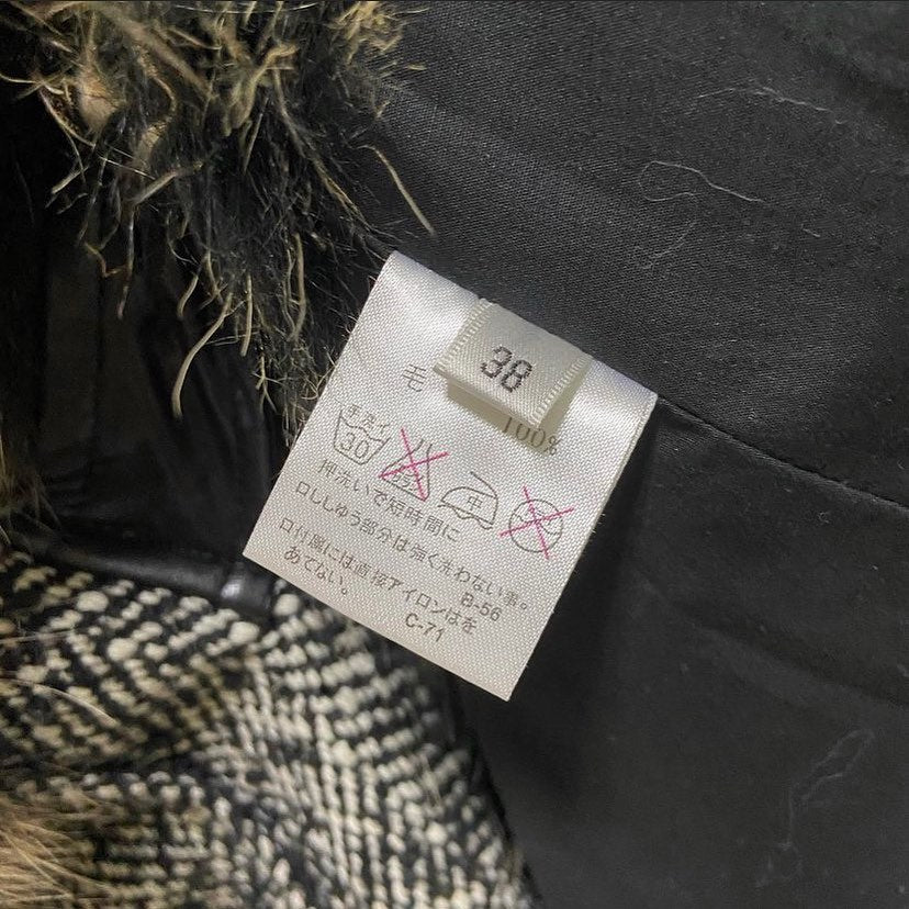 Burberry fur tweed coat 38