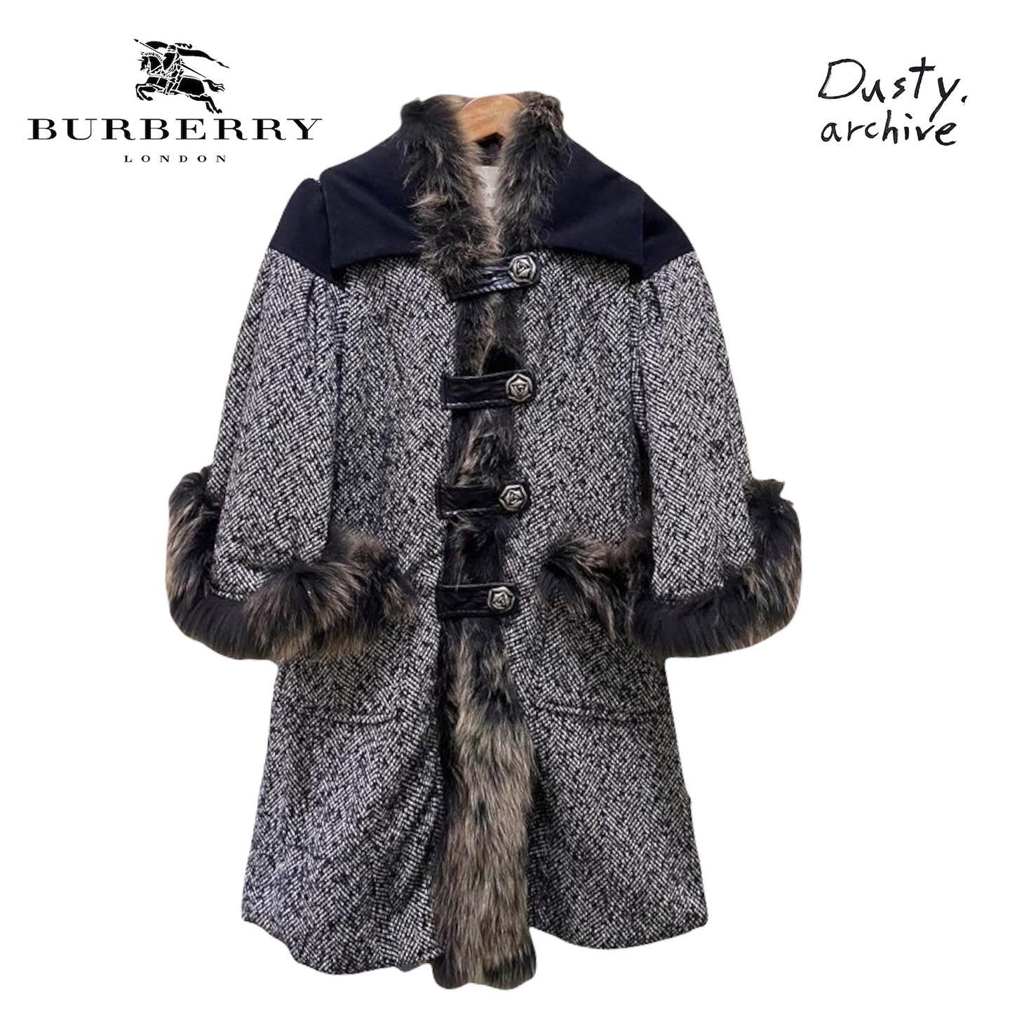 Burberry fur tweed coat 38