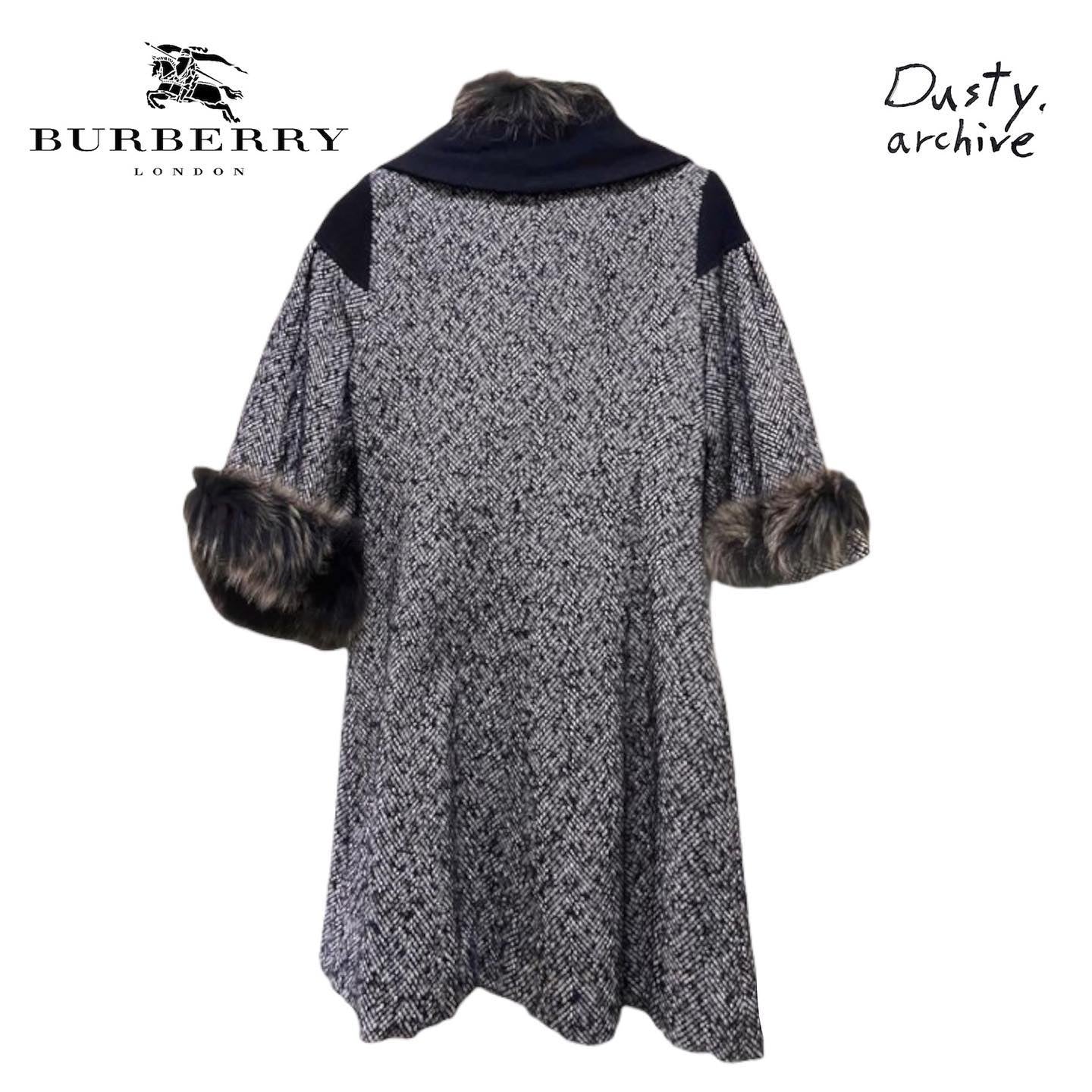 Burberry fur tweed coat 38