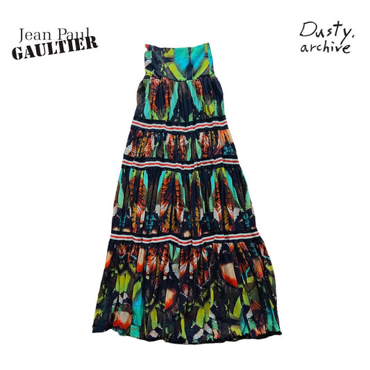 Jean paul gaultier tropical butterfly print mesh tube dress / skirt L