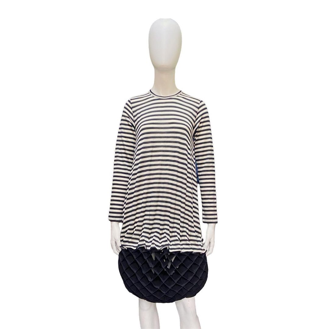 BWNT Junya Watanabe Fall 2015 Striped Geometric Wool Bungee Dress S
