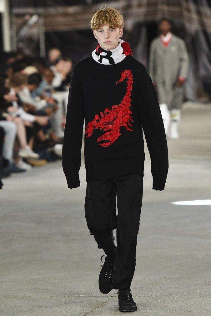 Off white spring 2017 scorpion mens red black cable knit sweater M