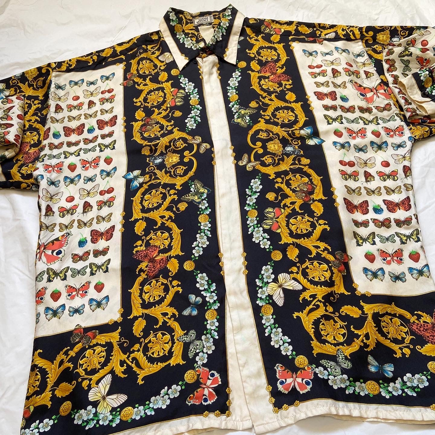 Gianni versace ss1995 butterfly print silk shirt